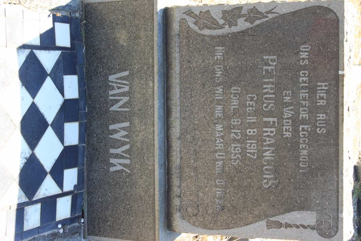 WYK Petrus Francois, van 1917-1955