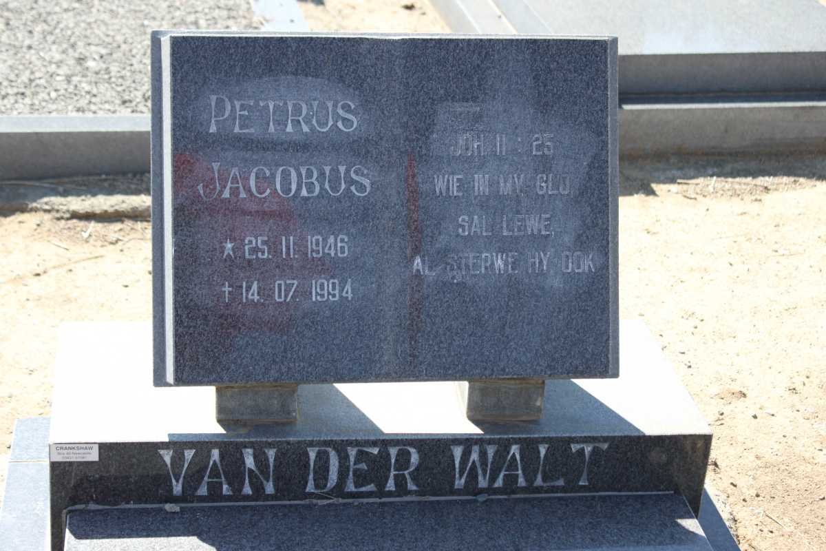 WALT Petrus Jacobus, van der 1946-1994