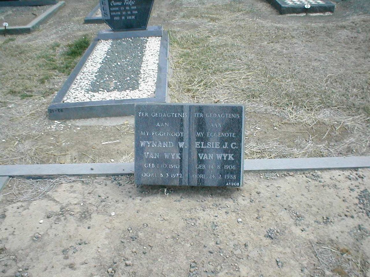 WYK Wynand W., van 1910-1972 &amp; Elsie J.C 1906-1988