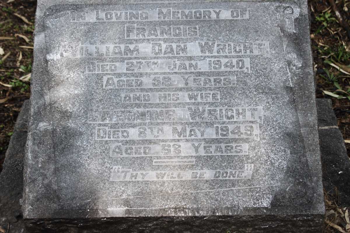 WRIGHT Francis William Dan  -1940 &amp; Caroline -1949