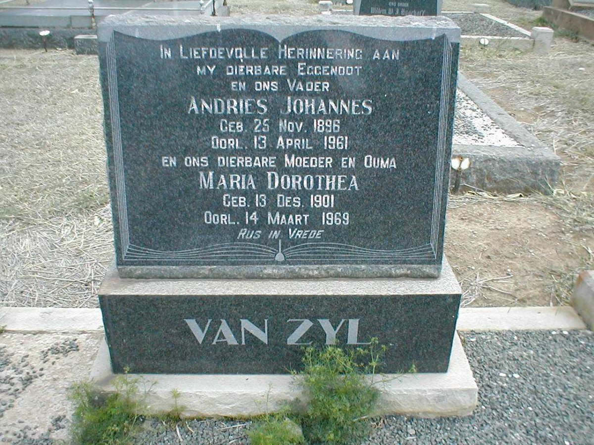 ZYL Andries Johannes, van 1896-1961 &amp; Maria Dorothea 1901-1969