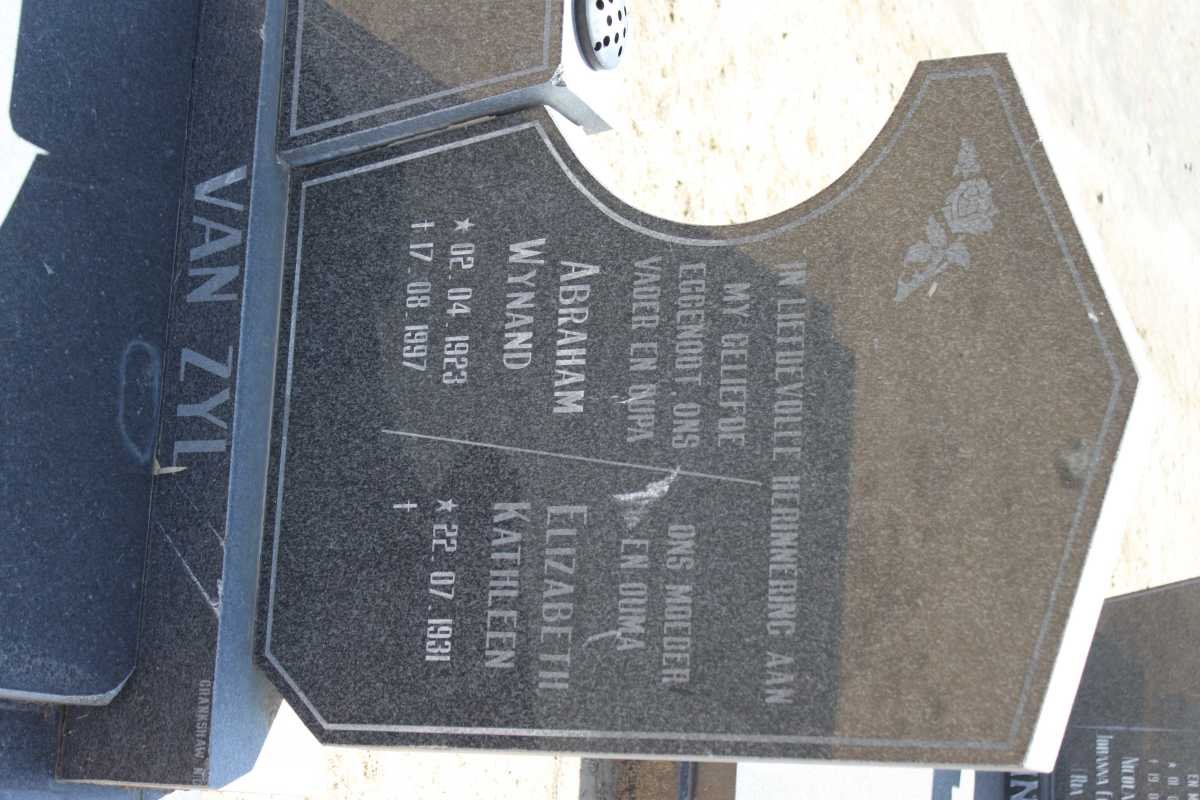 ZYL Abraham Wynand, van 1923-1997 &amp; Elizabeth Kathleen 1931-