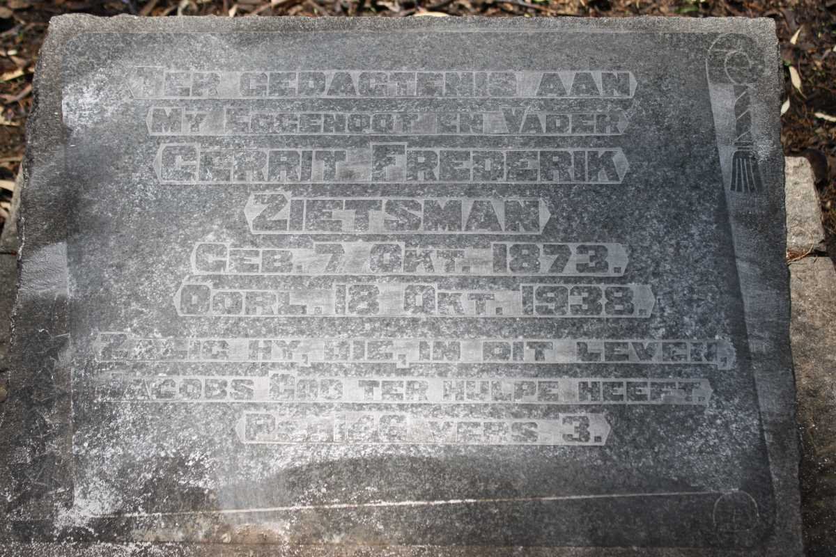 ZIETSMAN Gerrit Frederik 1873-1938