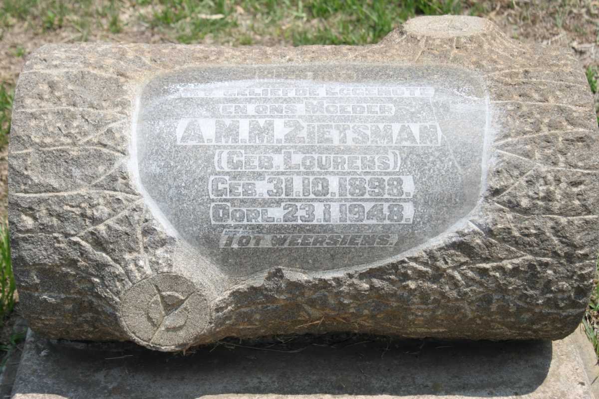 ZIETSMAN A.M.M. nee LOURENS 1898-1948