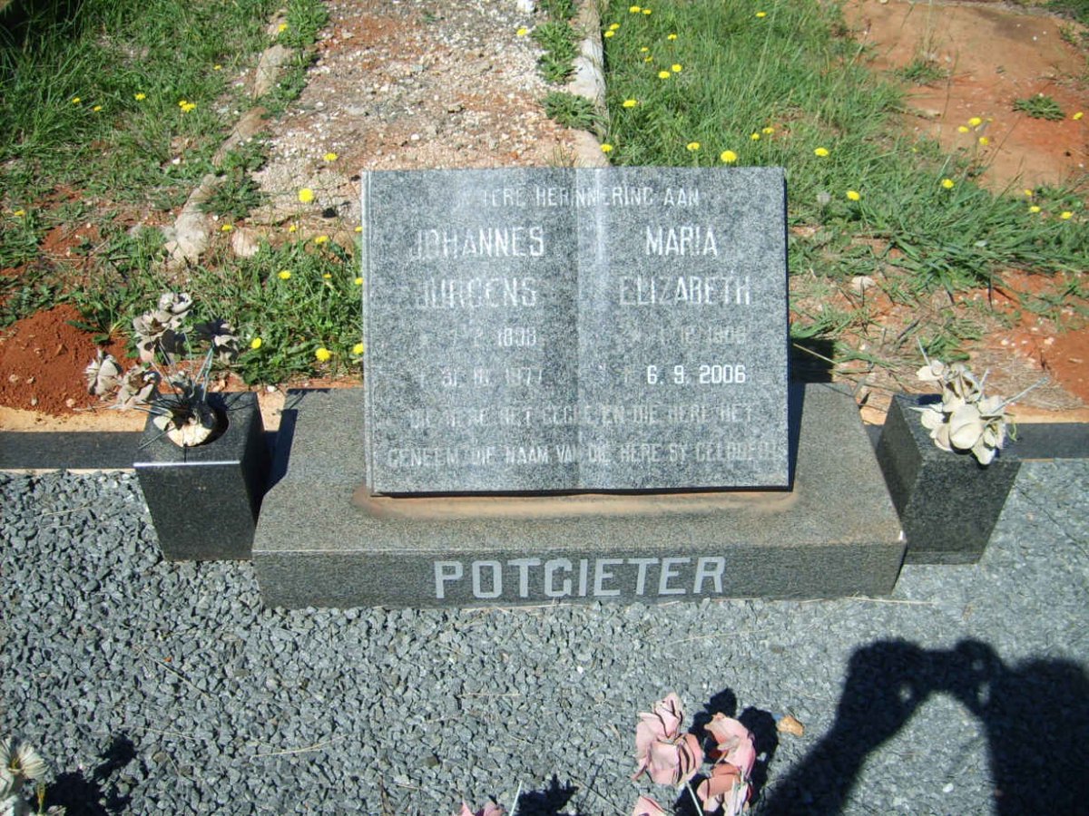 POTGIETER Johannes Jurgens 1898-1971 &amp; Maria Elizabeth 1906-2006