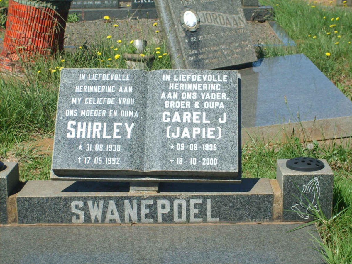 SWANEPOEL Carel J. 1936-2000 &amp; Shirley 1938-1992