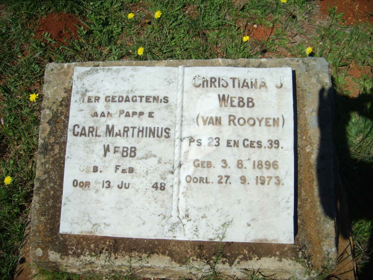 WEBB Carl Marthinus 1896-1948 &amp; Christiana J. VAN ROOYEN 1896-1973