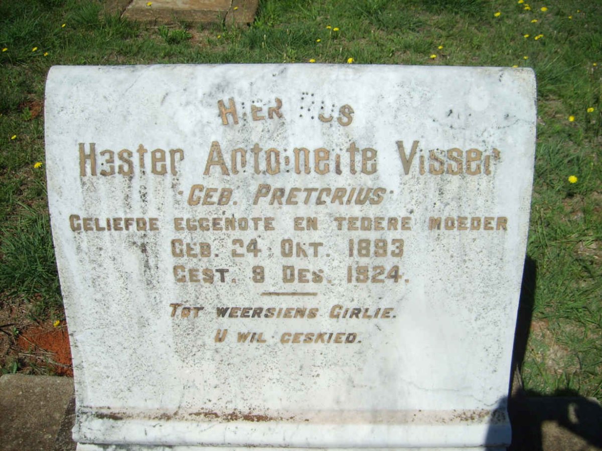 VISSER Hester Antoinette nee PRETORIUS 1893-1924