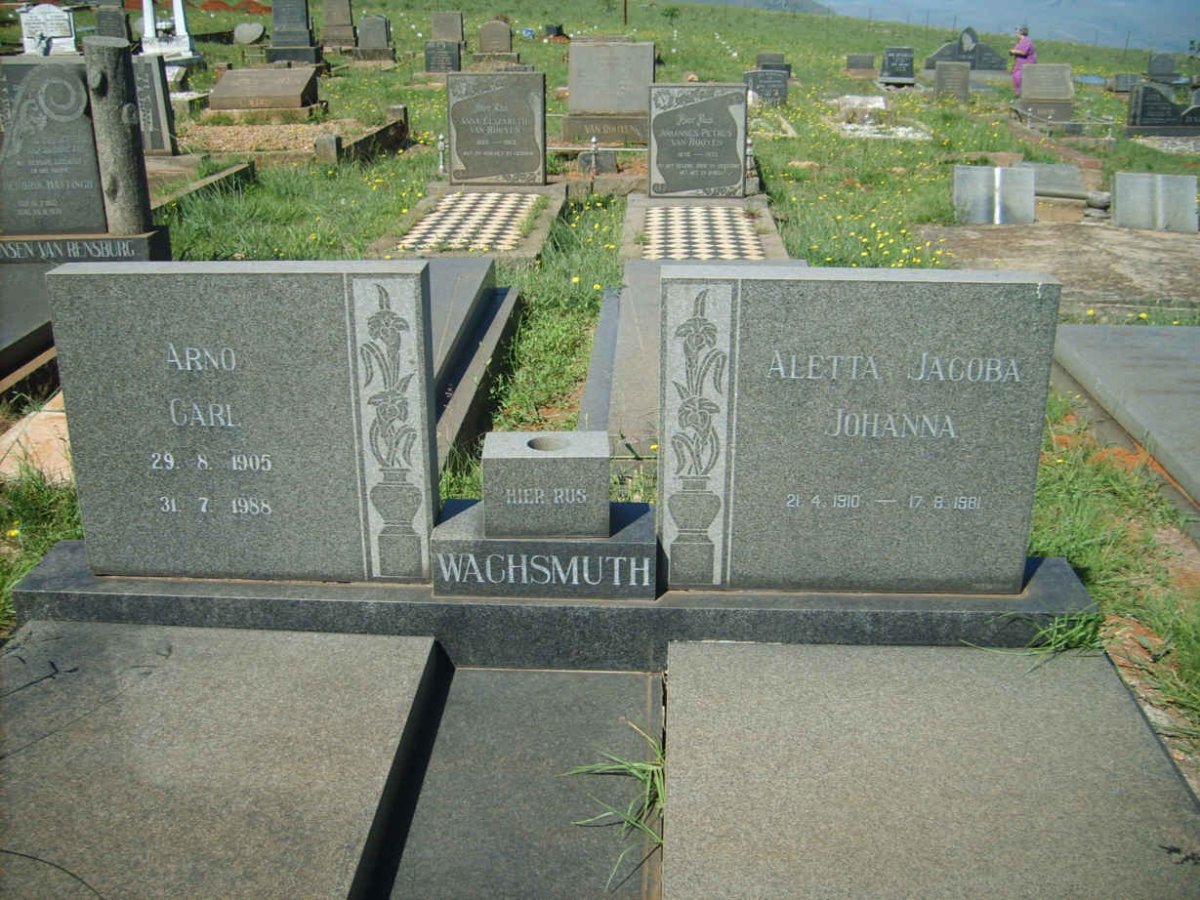 WACHSMUTH Arno Carl 1905-1988 &amp; Aletta Jacoba Johanna 1910-1981