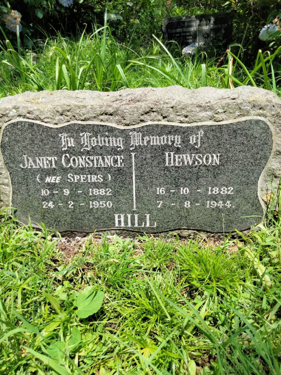 HILL Hewson 1882-1944 &amp; Janet Constance SPEIRS 1882-1950