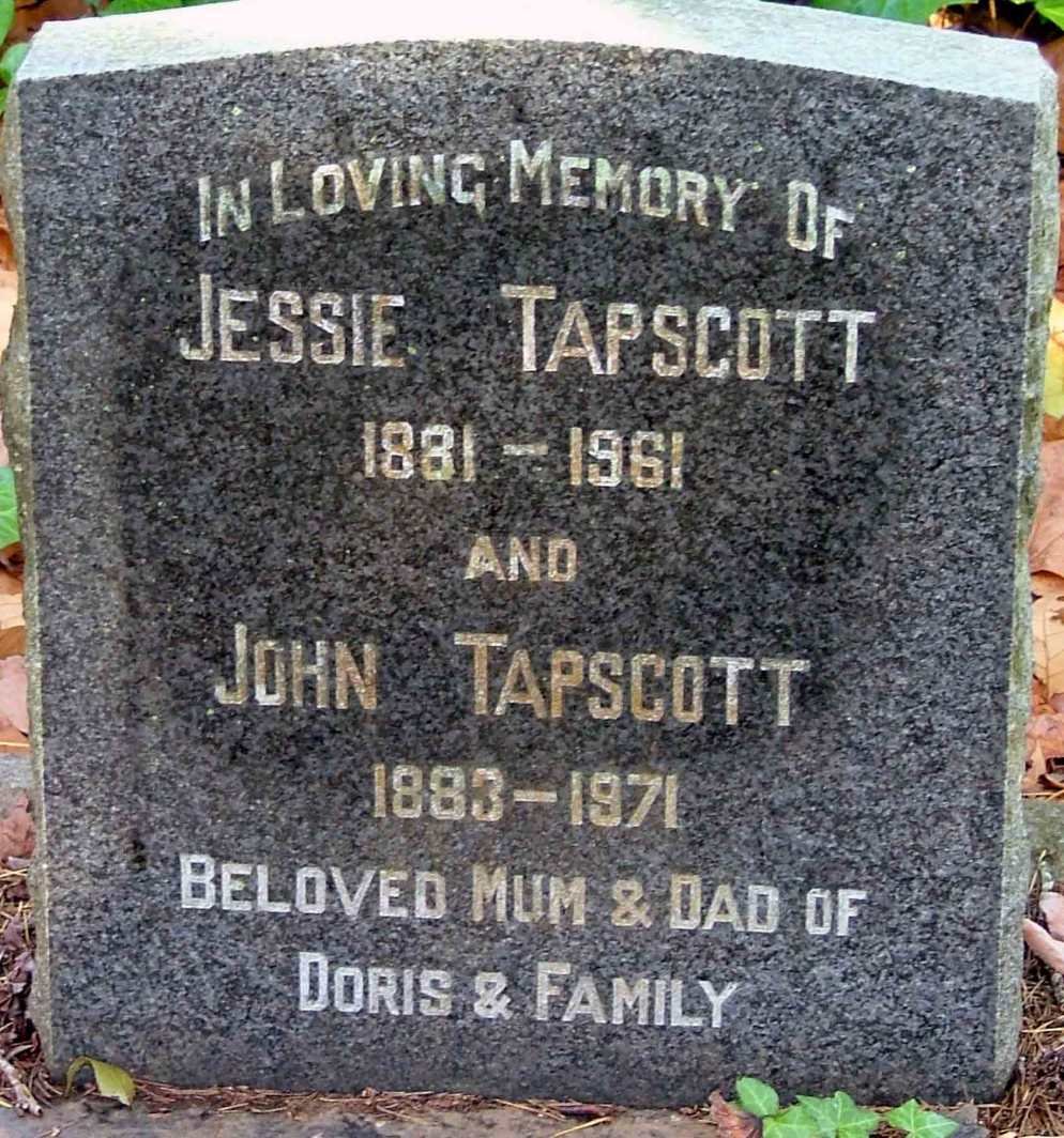 TAPSCOTT John 1883-1971 &amp; Jessie 1881-1961 