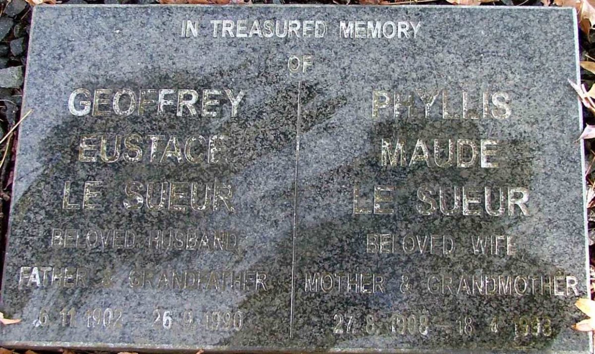 SUEUR Geoffrey Eustace, le 1902-19?0 &amp; Phyllis Maude 1908-19??