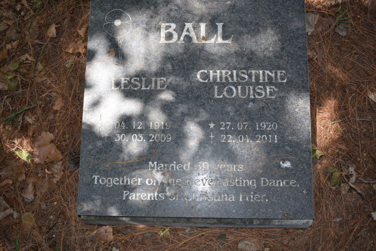 BALL Leslie 1919-2009 &amp; Christine Louise 1920-2011