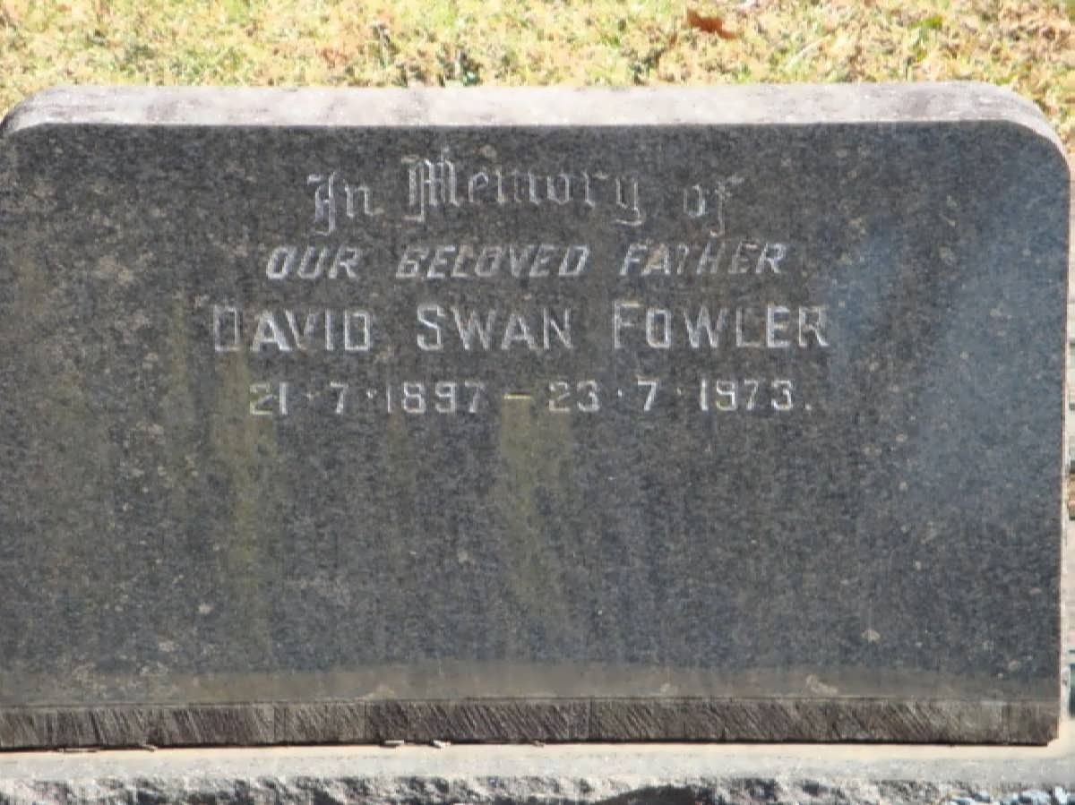 FOWLER David Swann 1897-1973