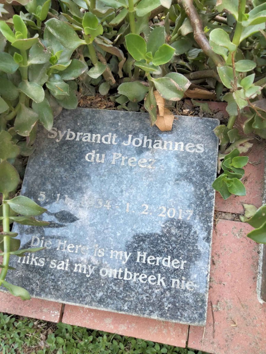 PREEZ Sybrandt Johannes, du 1934-2017
