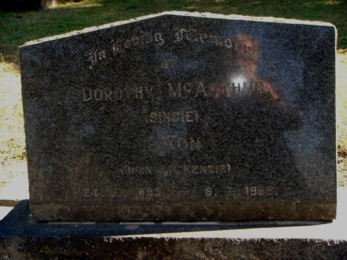DIXON Dorothy McArthur nee McKENZIE 1895-1988