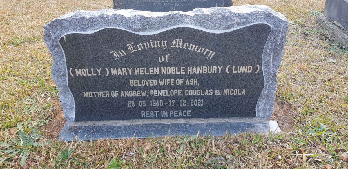 HANBURY Mary Helen Noble nee LUND 1940-2021