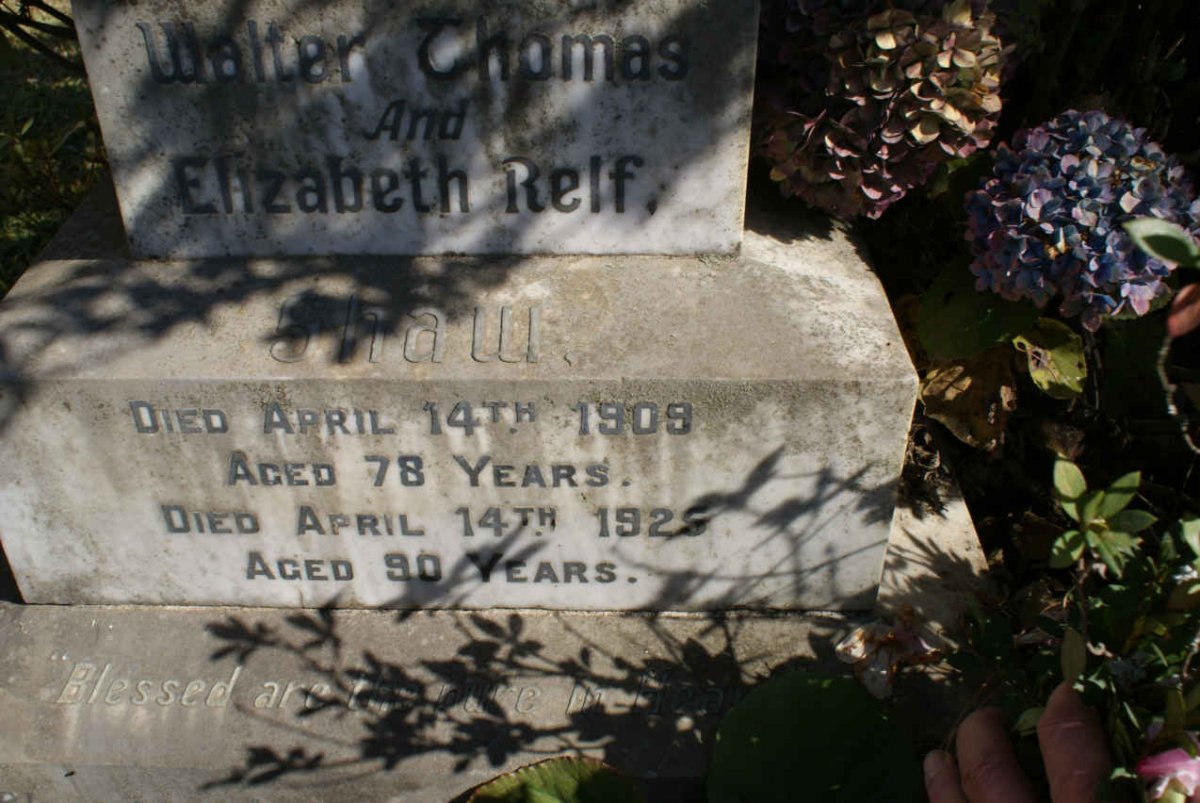 SHAW Walter Thomas -1909 &amp; Elizabeth Relf -1925