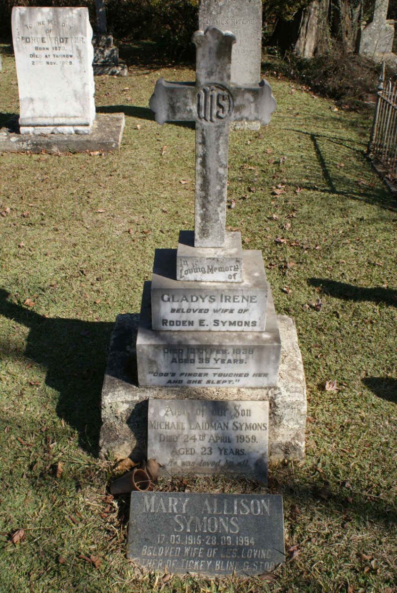 SYMONS Gladys -1938 :: SYMONS Michael Laidman -1959 :: SYMONS Mary Allison 1915-1994