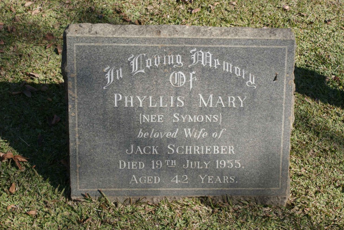 SCHRIEBER  Phyllis Mary nee SYMONS -1955