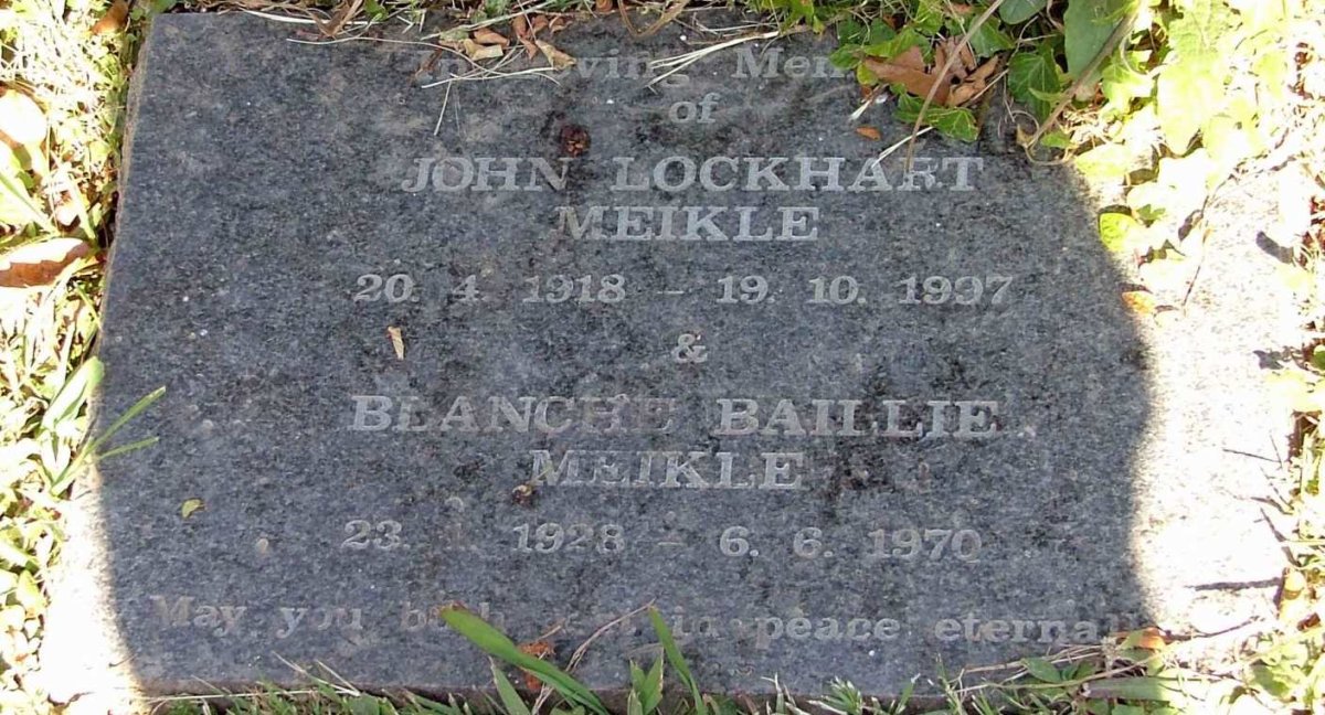 MEIKLE John Lockhart 1918-1997 &amp; Blanche Baillie 1928-1970