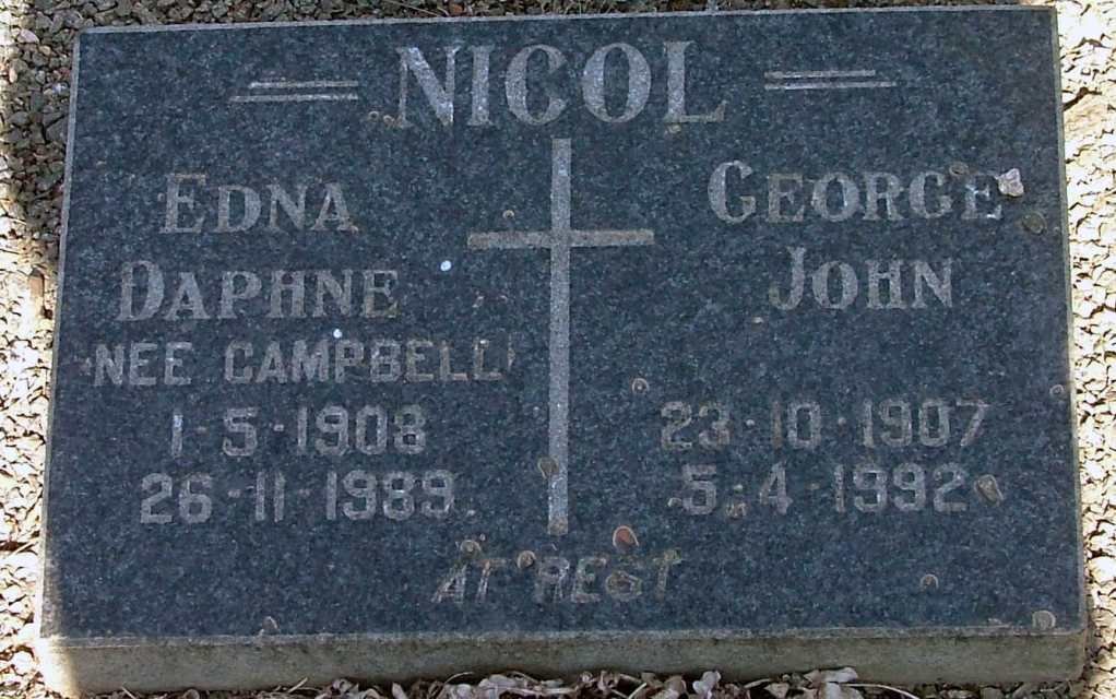 NICOL George John 1907-1992 &amp; Edna Daphne CAMPBELL 1908-1989