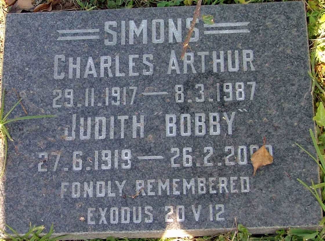 SIMONS Charles Arthur 1917-1987 &amp; Judith Bobby 1919-2000