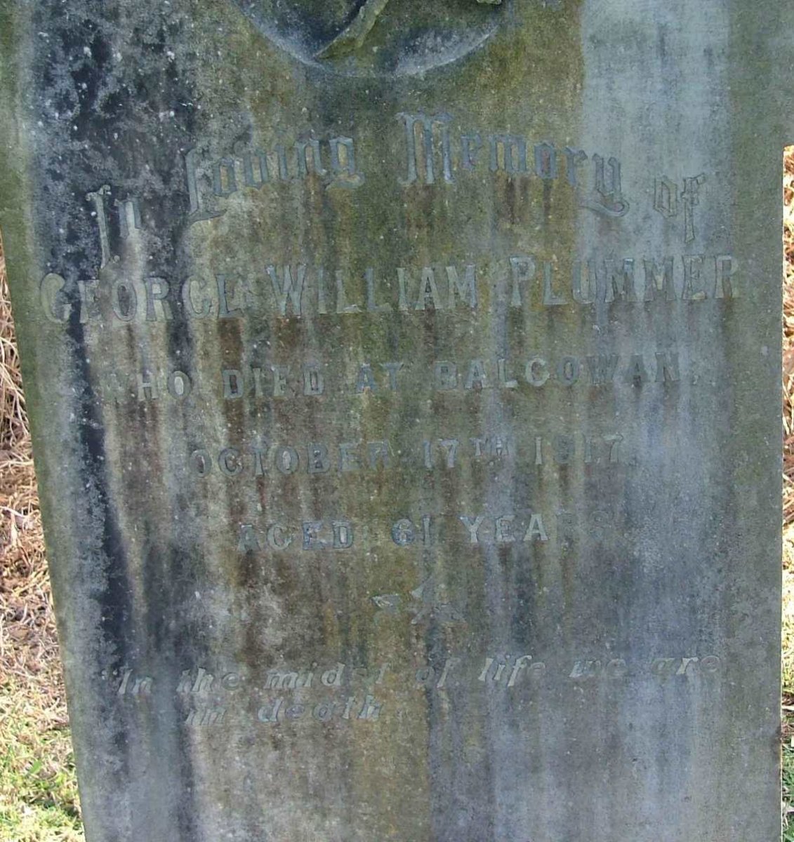 PLUMMER George William  -1917