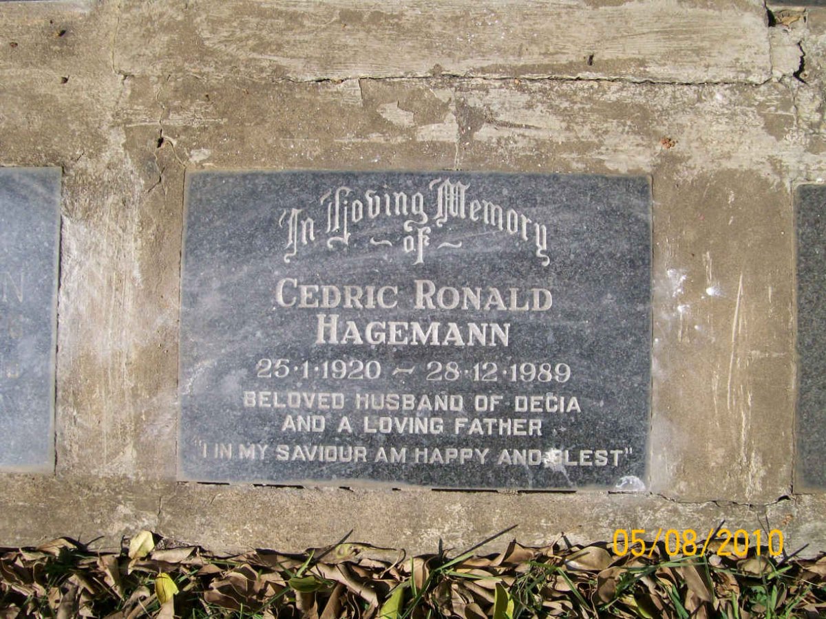 HAGEMANN Cedric Ronald 1920-1989