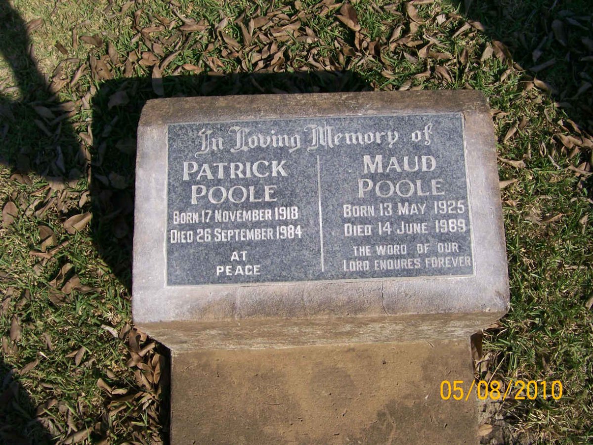 POOLE Patrick 1918-1984 &amp; Maud 1925-1989