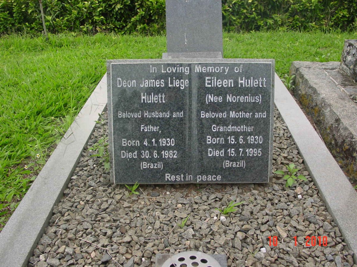 HULETT Deon James Liege 1930-1982 &amp; Eileen NORENIUS 1930-1995