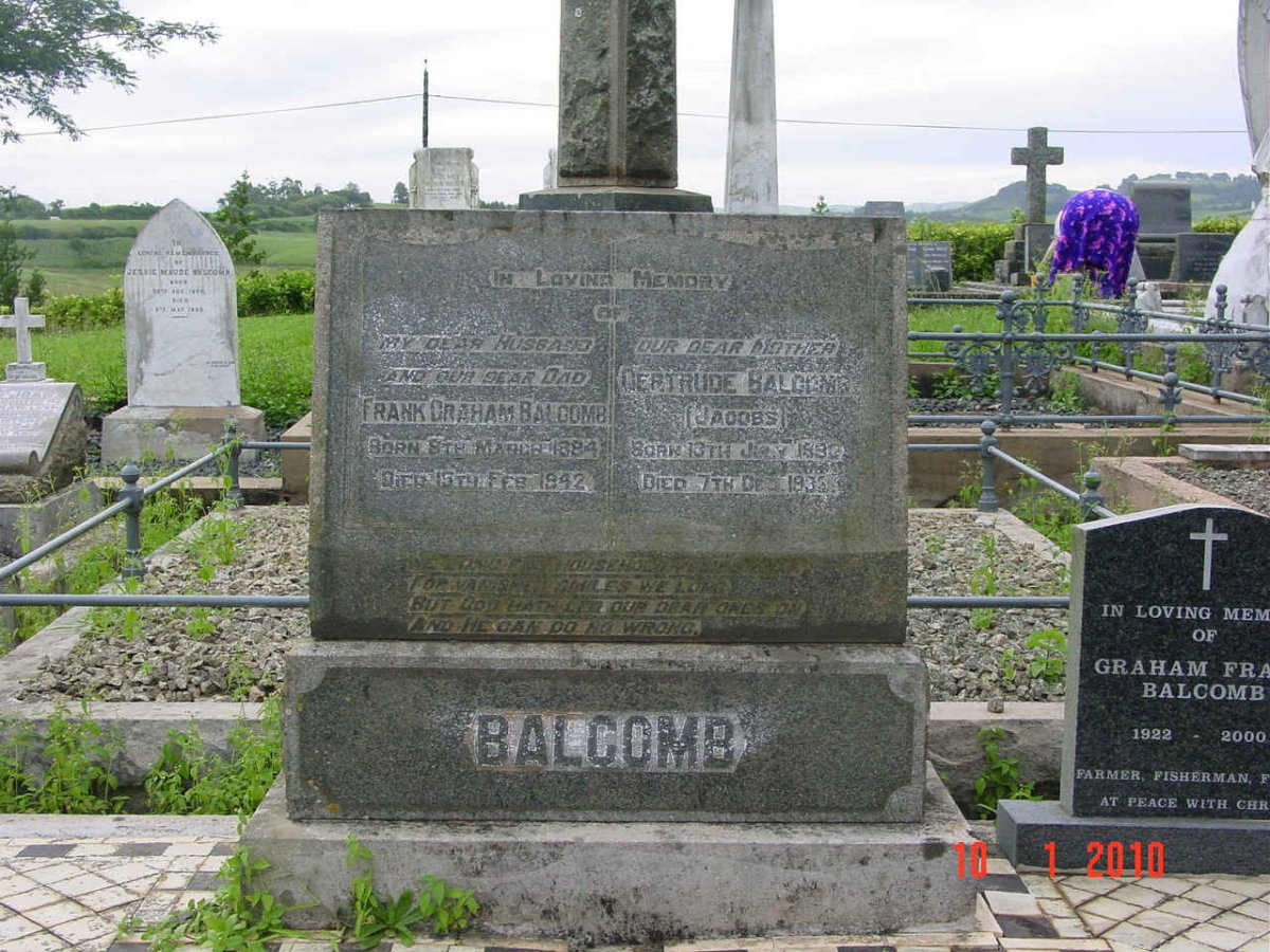 BALCOMB Frank Oraham 1884-1942 &amp; Gertrude JACOBS 189?-1933