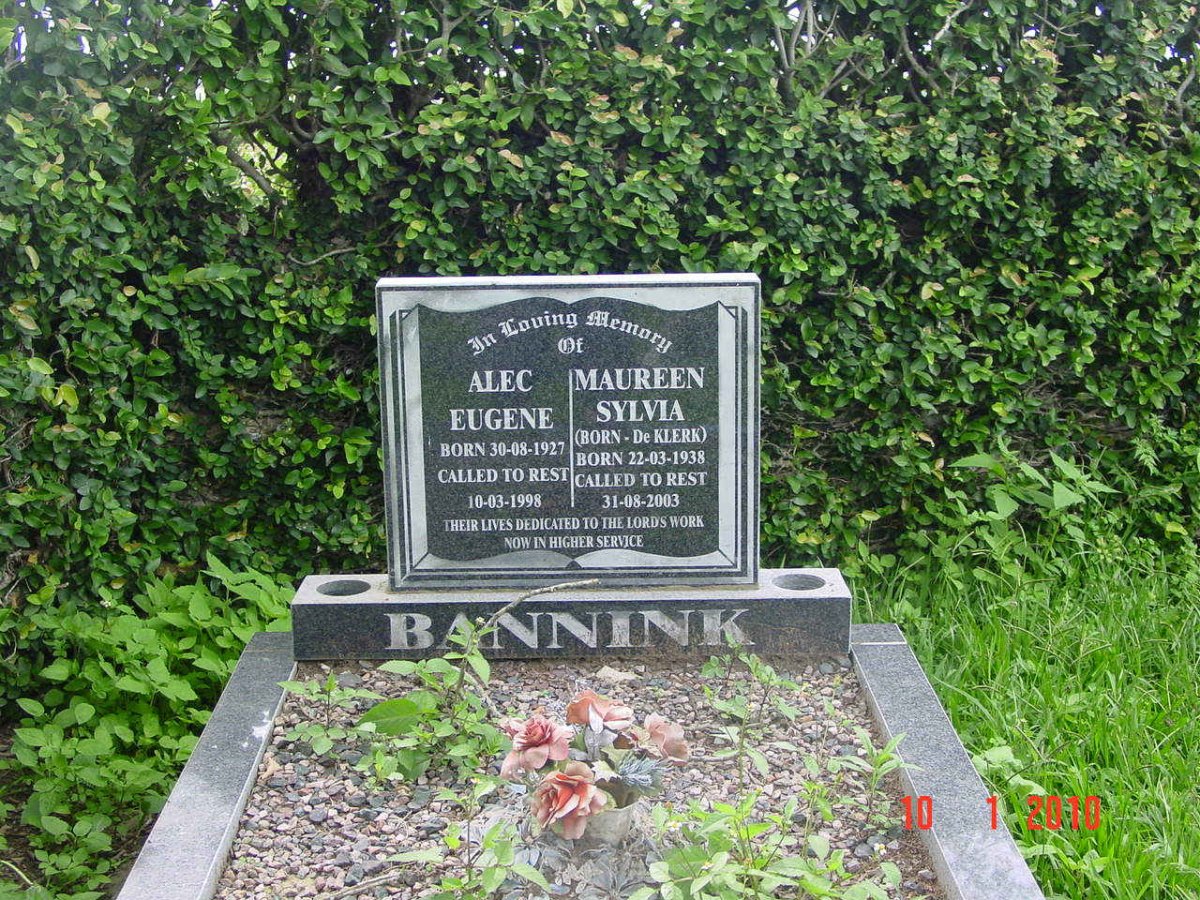 BANNINK Alec Eugene  1927-1998 &amp; Maureen Sylvia DE KLERK  1938-2003