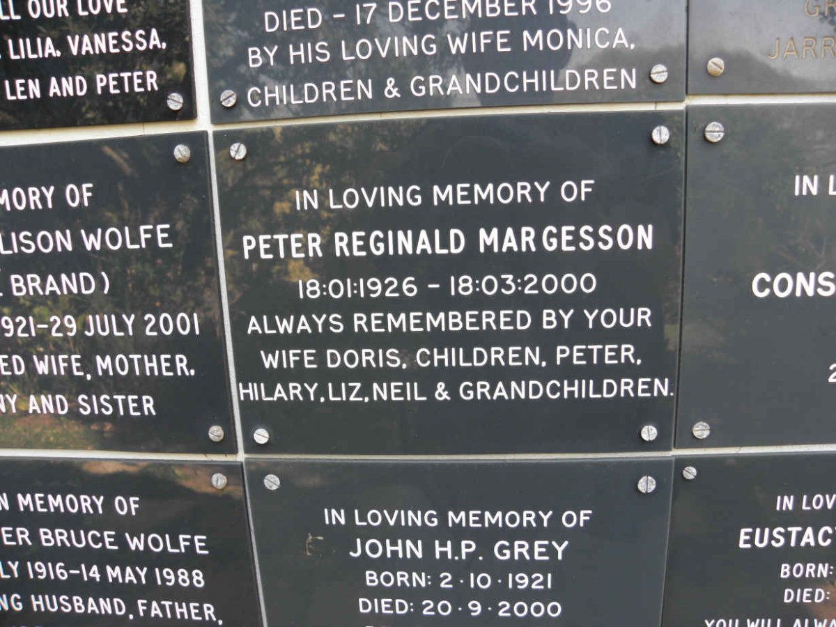 MARGESSON Peter Reginald 1926-2000