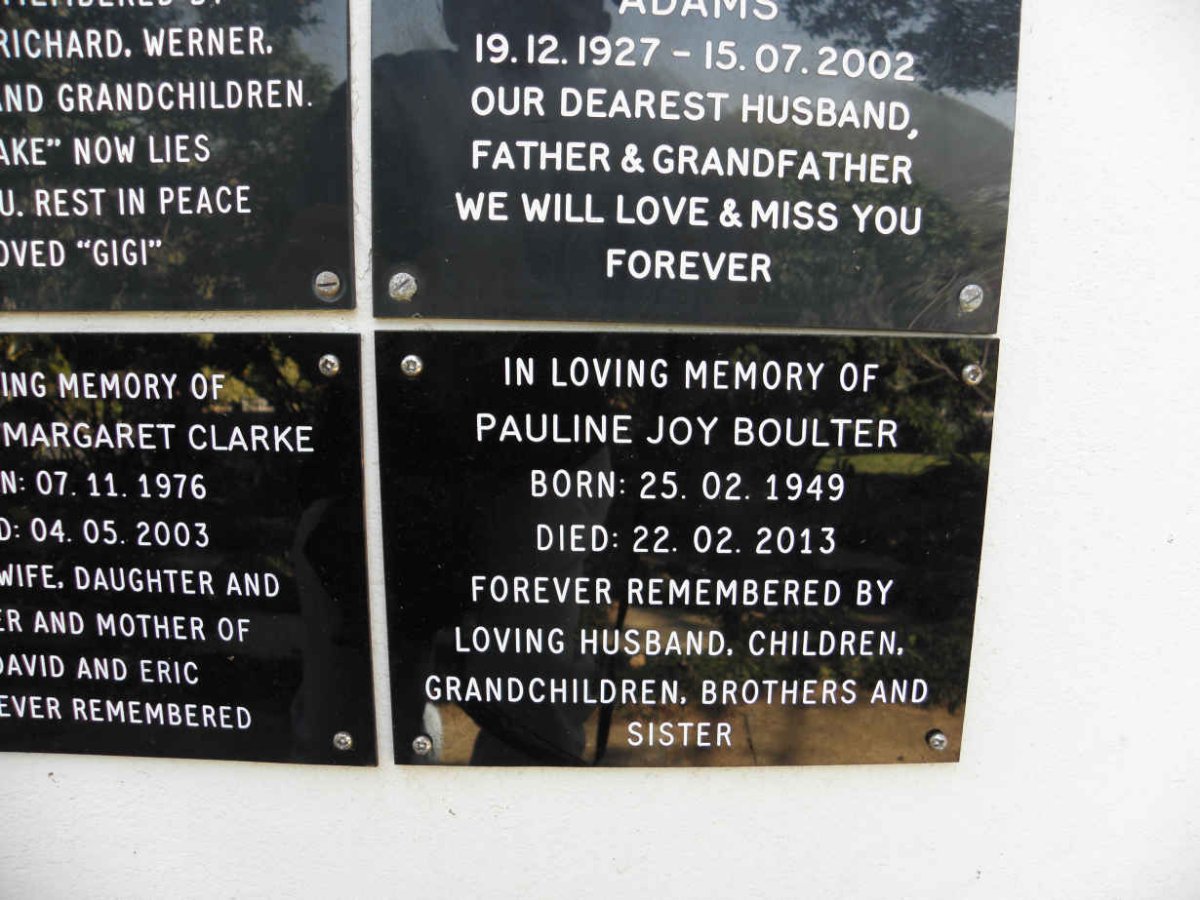 BOULTER Pauline Joy 1949-2013