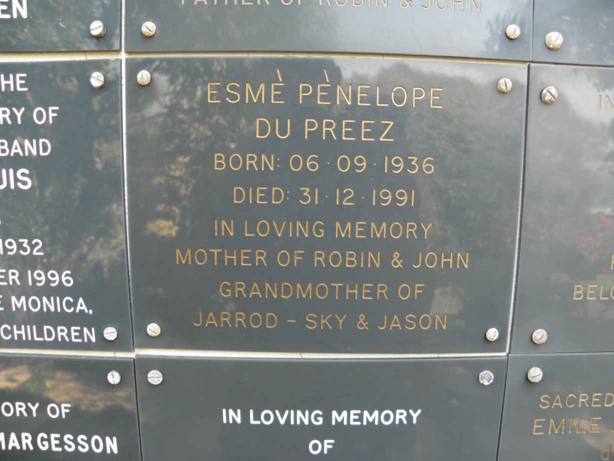PREEZ Esmè Pènelope 1936-1991