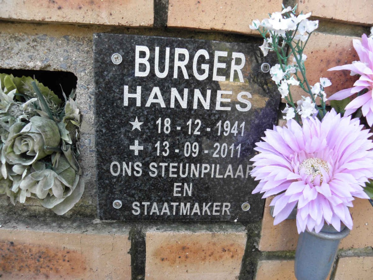 BURGER Hannes 1941-2011