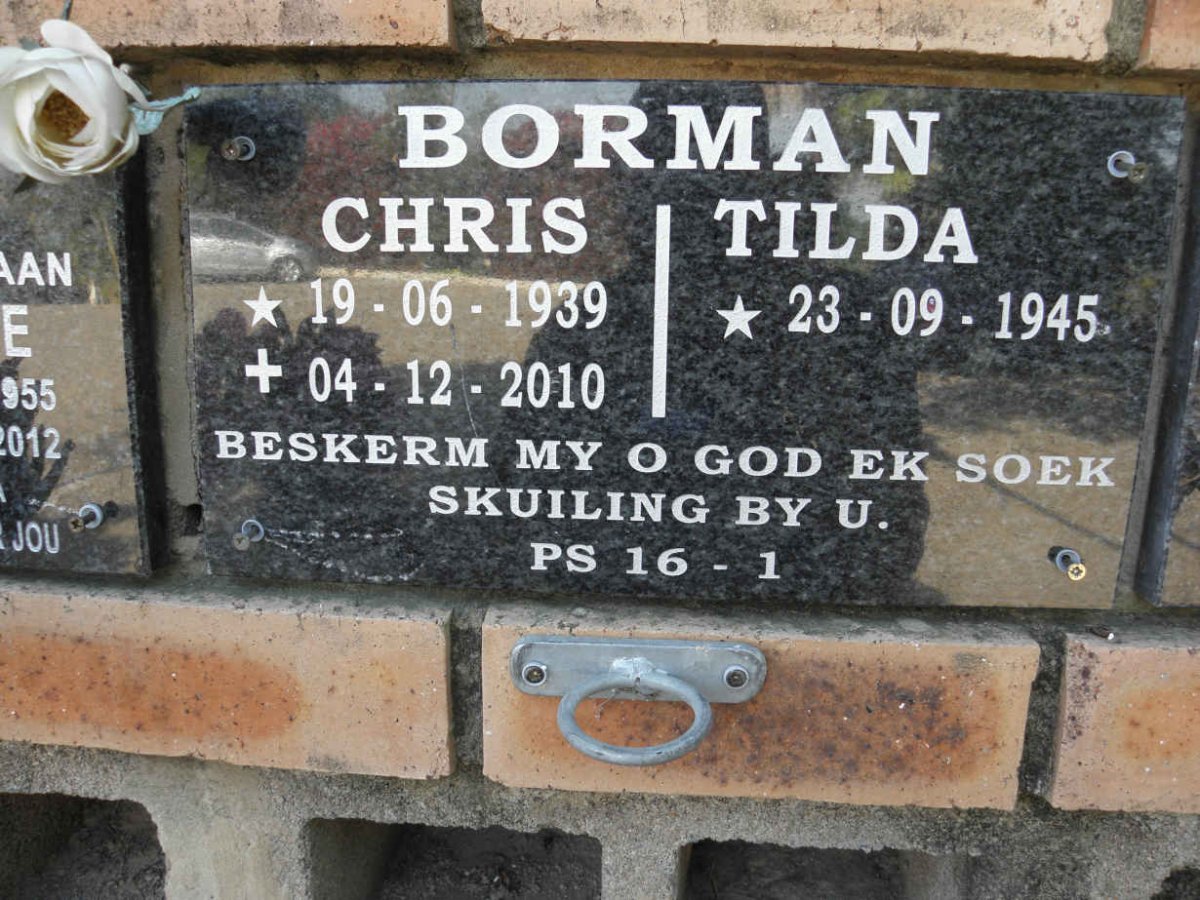 BORMAN Chris 1939-2010 &amp; Tilda 1945-