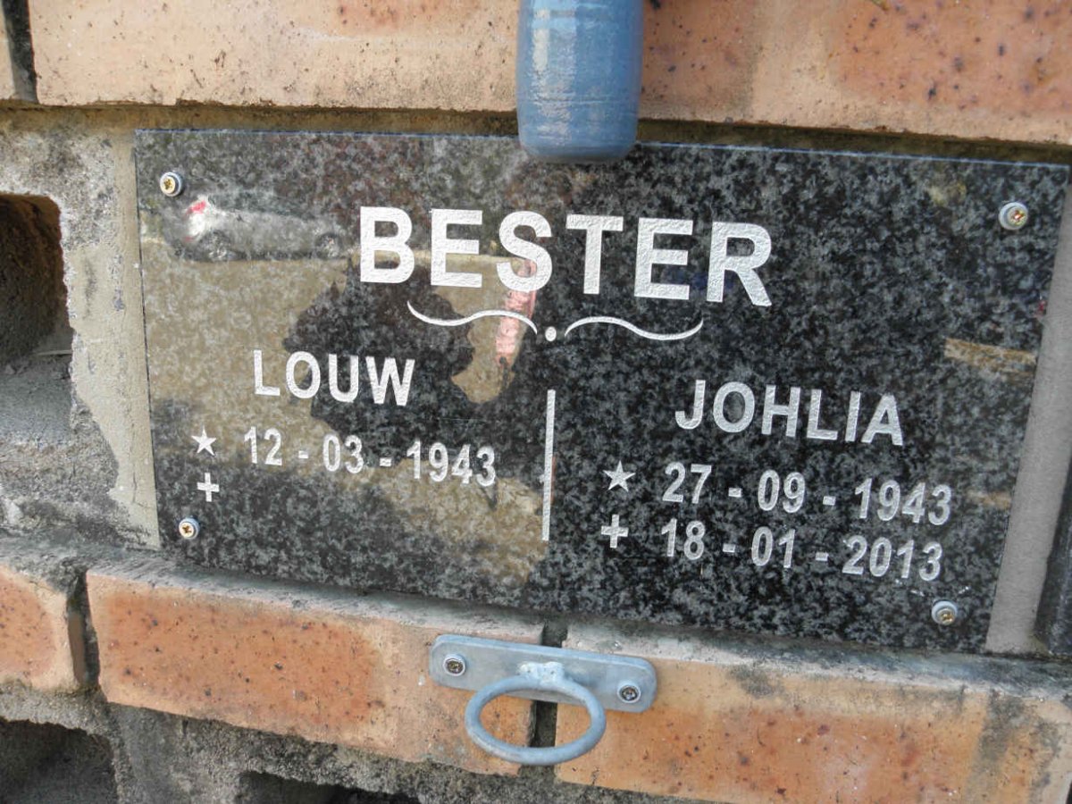 BESTER Louw 1943- &amp; Johlia 1943-2013