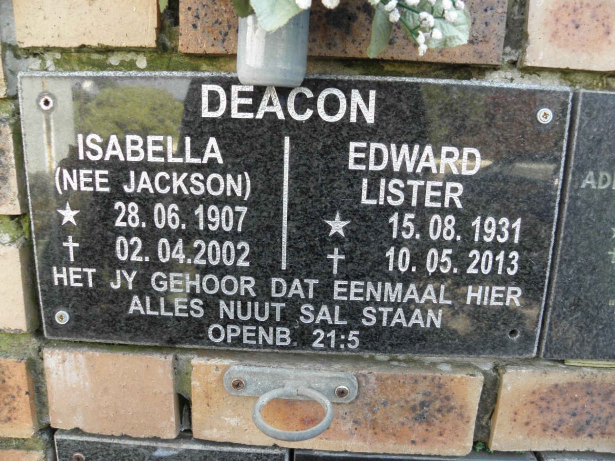 DEACON Edward Lister 1931-2013 :: DEACON Isabella nee JACKSON 1907-2002