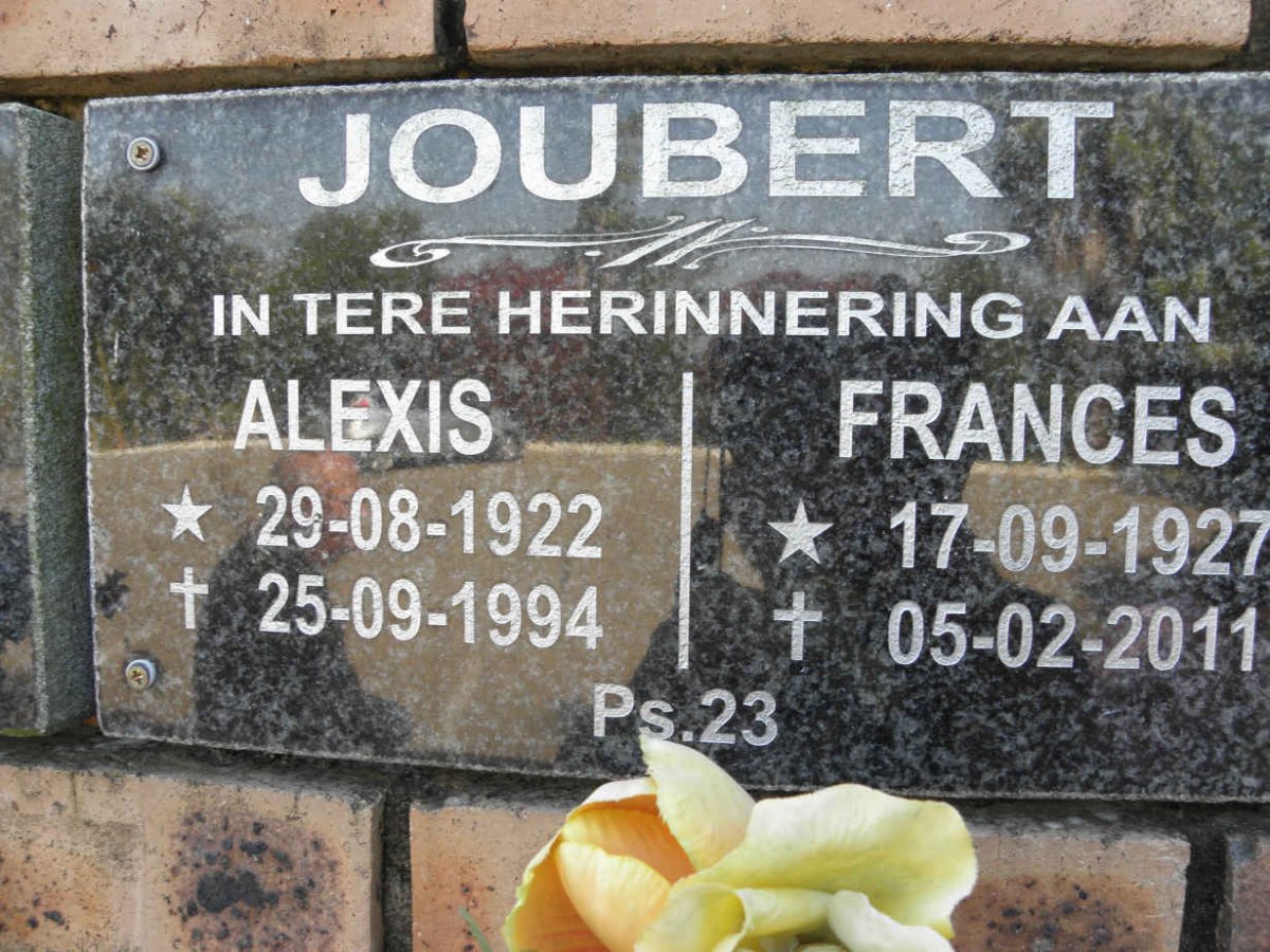 JOUBERT Frances 1927-2011 &amp; Alexis 1922-1994
