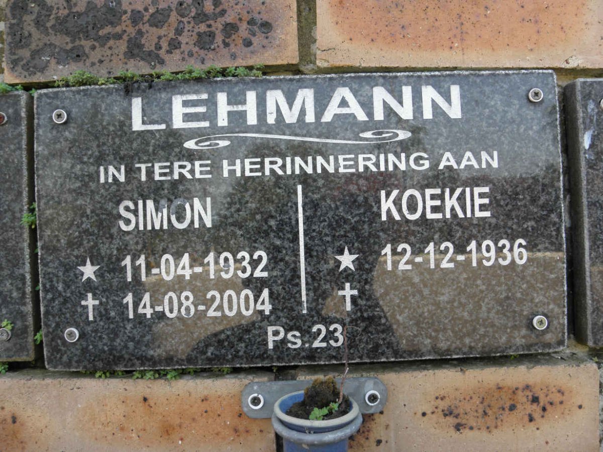 LEHMAN Simon 1932-2004 &amp; Koekie 1936-