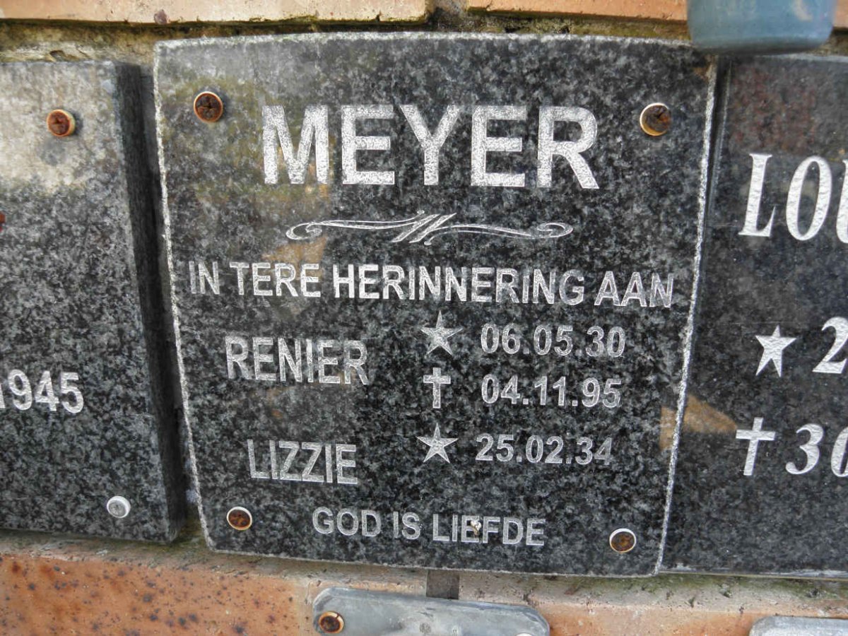 MEYER Renier ??30-??95 &amp; Lizzie ??34-