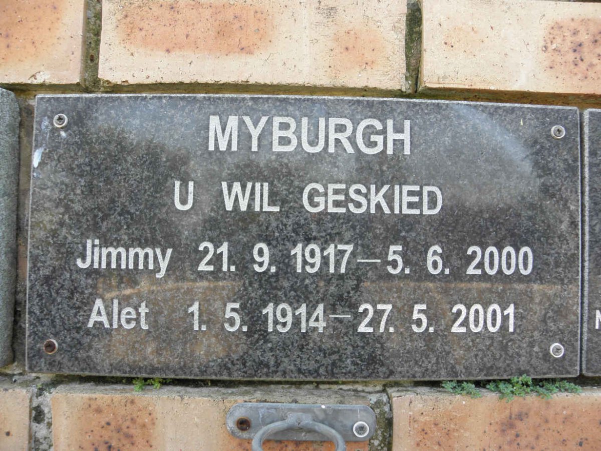 MYBURGH Jimmy 1917-2000 &amp; Alet 1914-2001