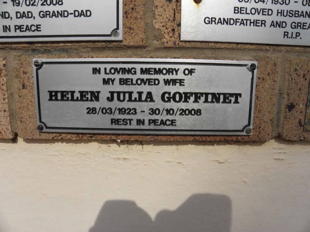GOFFINET Helen Julia 1923-2008