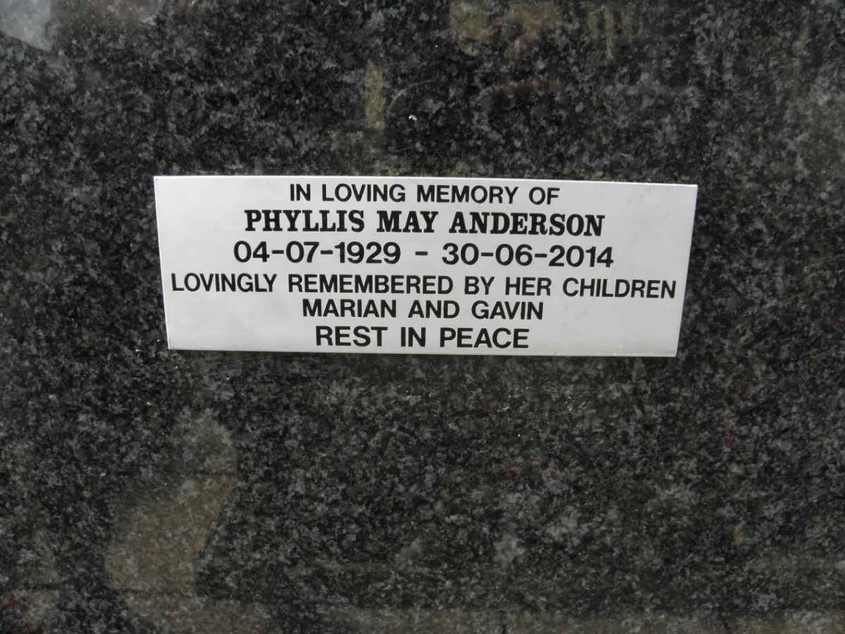 ANDERSON Phyllis May 1929-2014