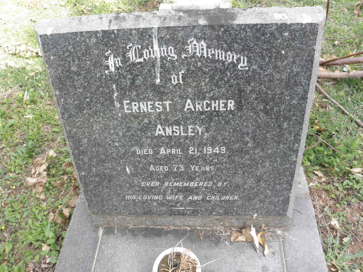 ANSLEY Ernest Archer -1949 &amp;  Louisa Frances -1965