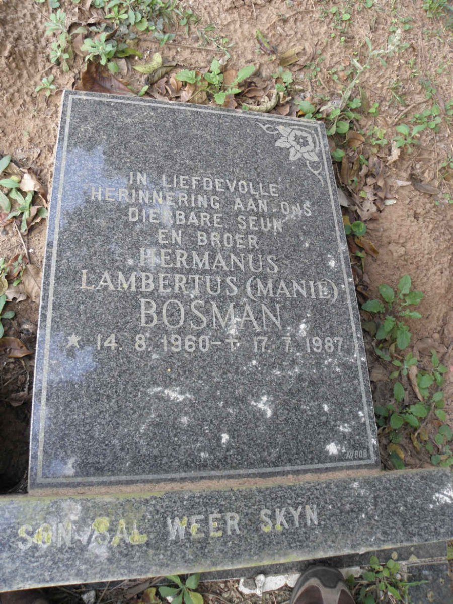 BOSMAN Hermanus Lambertus 1960-1987