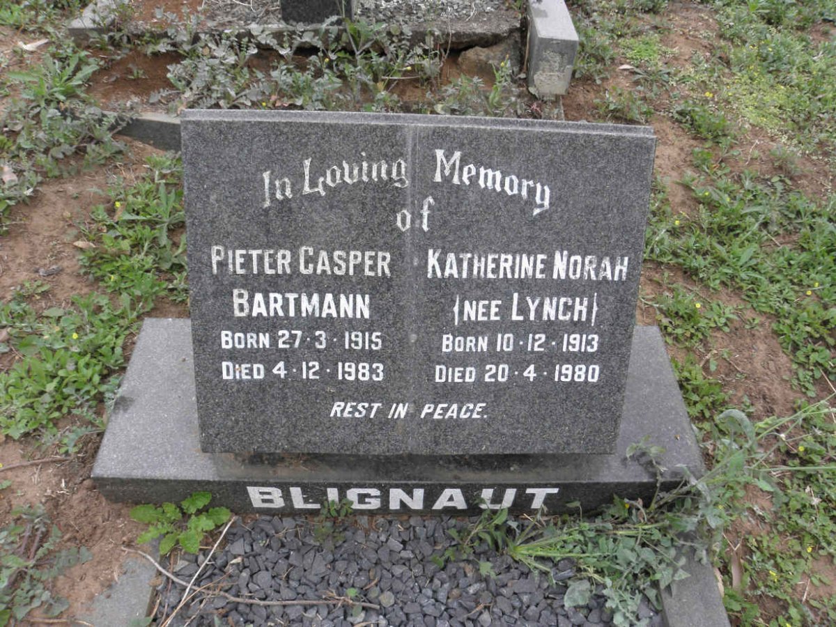BLIGNAUT Pieter Casper Bartmann 1915-1983 &amp; Katherine Norah LYNCH 1913-1980