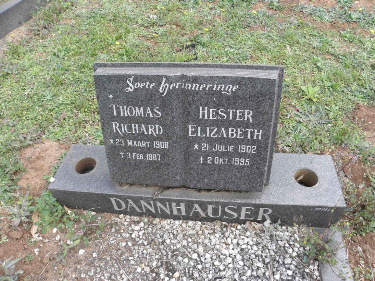DANNHAUSER Thomas Richard 1908-1987 &amp; Hester Elizabeth 1902-1995